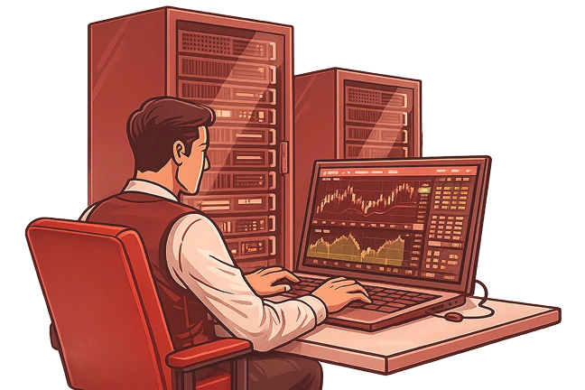 Trader at desk