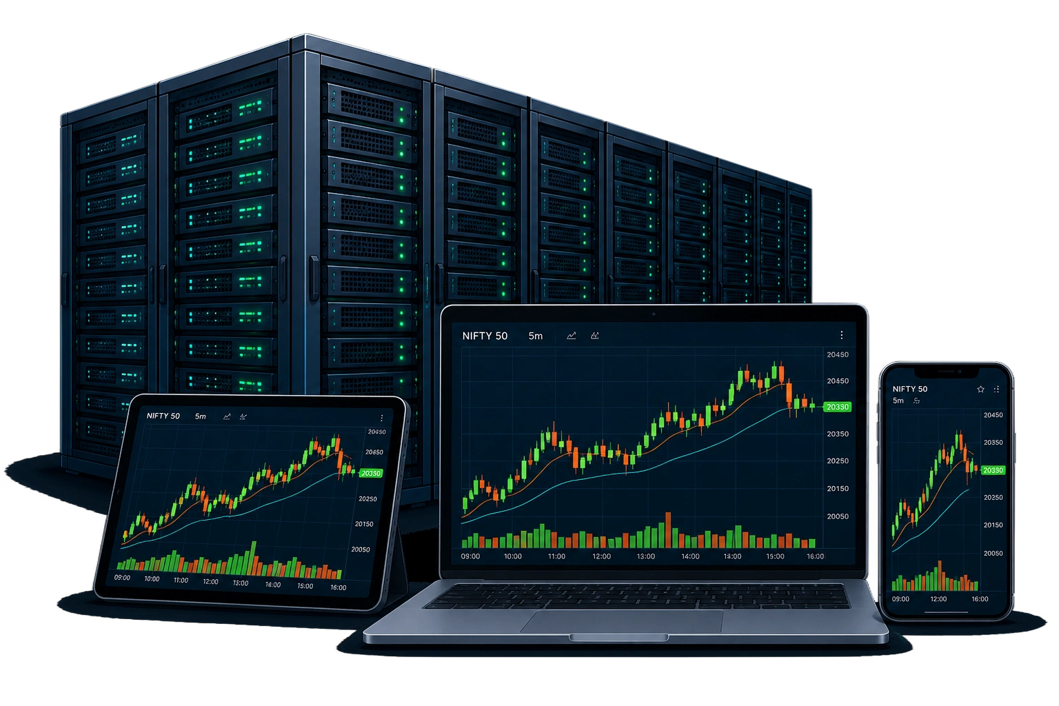 Dedicated server rack illustration representing ChartVPS hibernation infrastructure